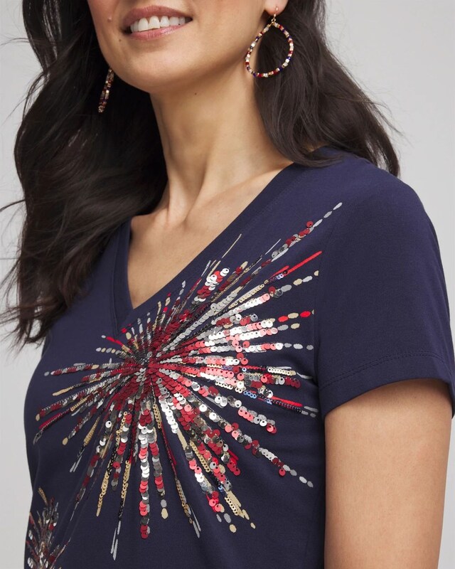 Fireworks Embellished Knit Tee - image 4